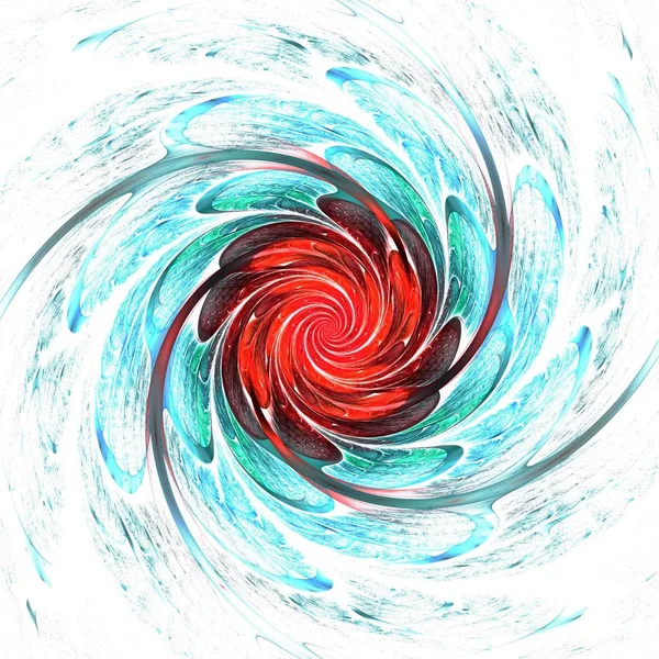 Résumé Tornade Fractale Rouge Symétrique Spirale Bleu Galaxie Illustration Numérique — Photo