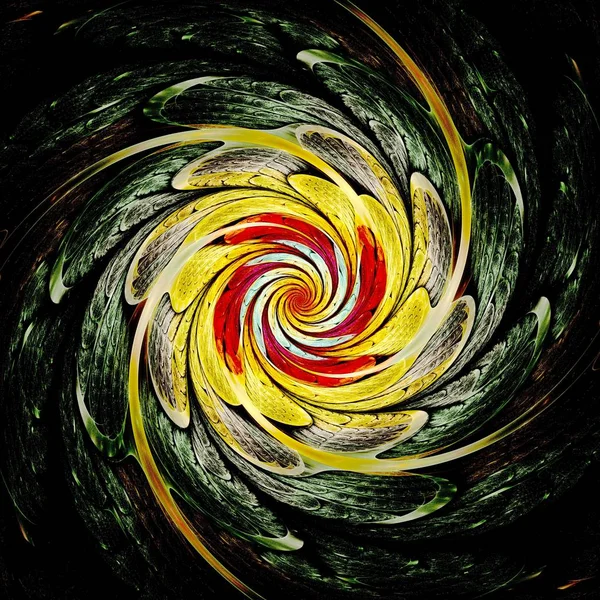 Abstract Symmetrical fractal tornado spiral galaxy, digital artwork for creative graphic design. Computer generated graphics.