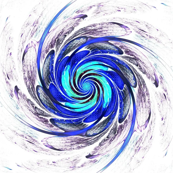 Abstrakta Symmetriska Fractal Tornado Spiralgalax Blå Digitala Konstverk För Kreativ — Stockfoto