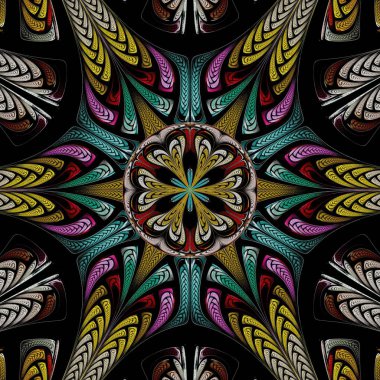 Güzel simetrik fraktal mandala, çiçek ya da daire, dijital sanat yaratıcı grafik tasarım için. Oluşturulan bilgisayar grafikleri.