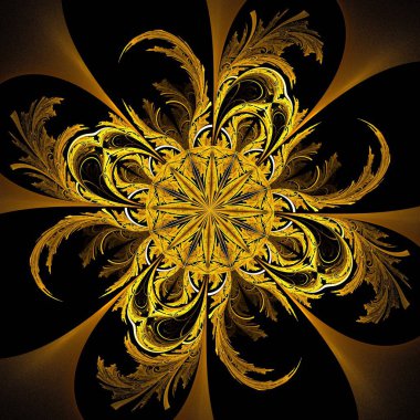 Güzel simetrik fraktal mandala, çiçek ya da daire, dijital sanat yaratıcı grafik tasarım için. Oluşturulan bilgisayar grafikleri.
