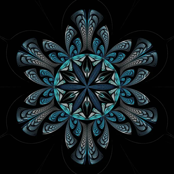 Belle Mandala Fractale Symétrique Fleur Cercle Illustration Numérique Pour Conception — Photo