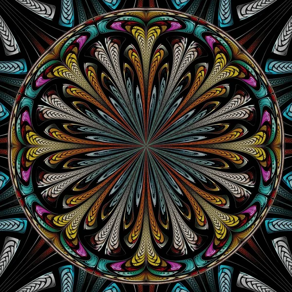 Beautiful Symmetrical fractal mandala, flower or circle, digital artwork for creative graphic design. Computer generated graphics.