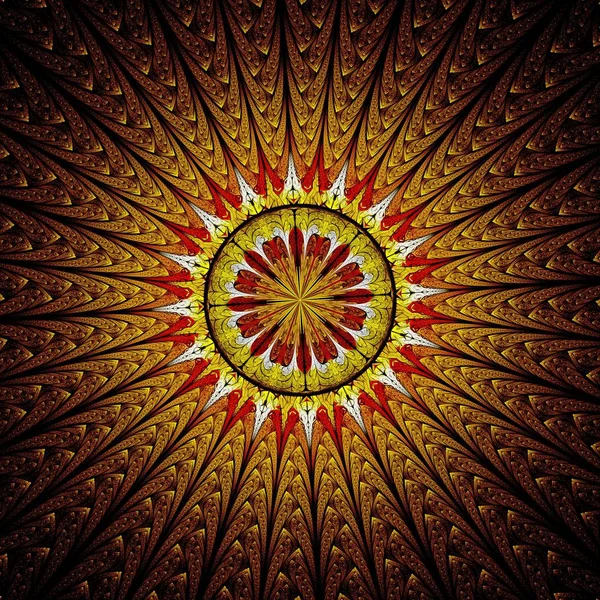 Beautiful Symmetrical fractal mandala, flower or circle, digital artwork for creative graphic design. Computer generated graphics.