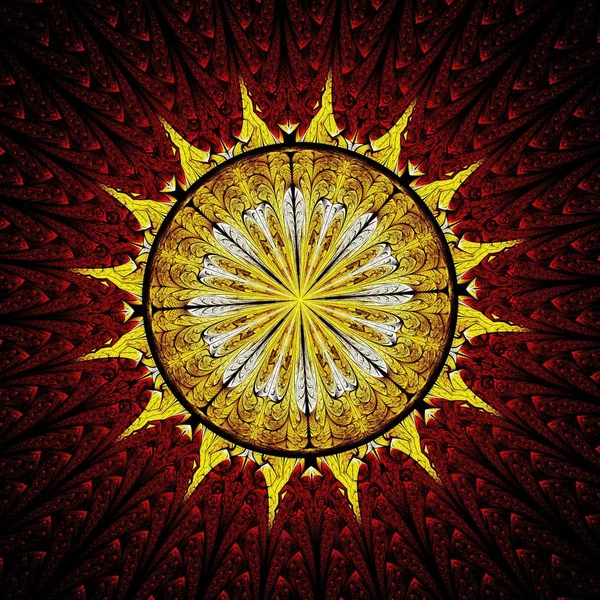 Vackra Symmetriska Fractal Mandala Blomma Eller Cirkel Digitala Konstverk För — Stockfoto