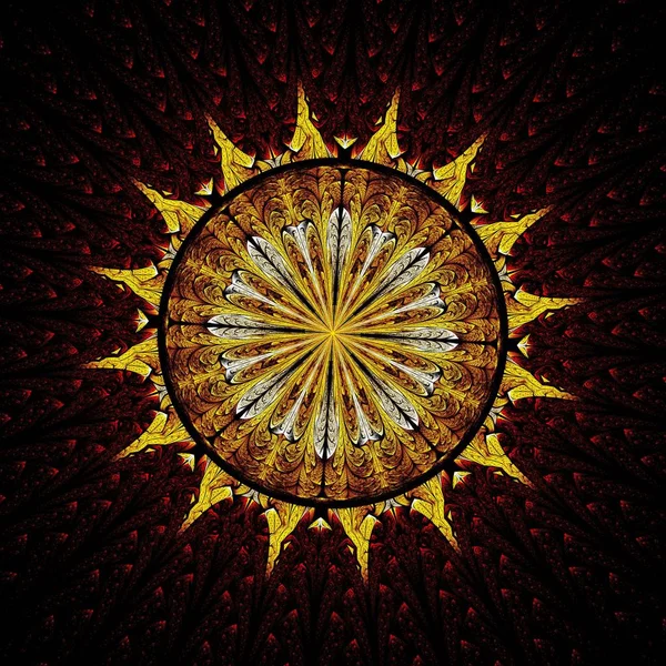 Beautiful Symmetrical Fractal Mandala Flower Circle Digital Artwork Creative Graphic — Stock Photo, Image