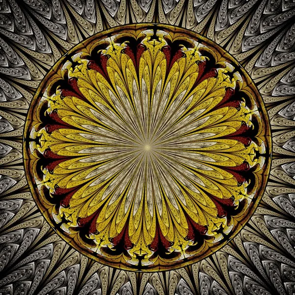 Hermoso Mandala Fractal Simétrico Flor Círculo Obra Arte Digital Para — Foto de Stock