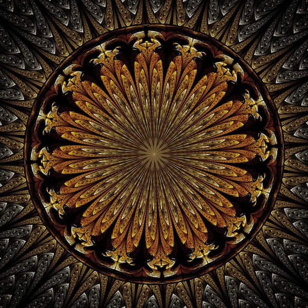 Vackra Symmetriska Fractal Mandala Blomma Eller Cirkel Digitala Konstverk För — Stockfoto