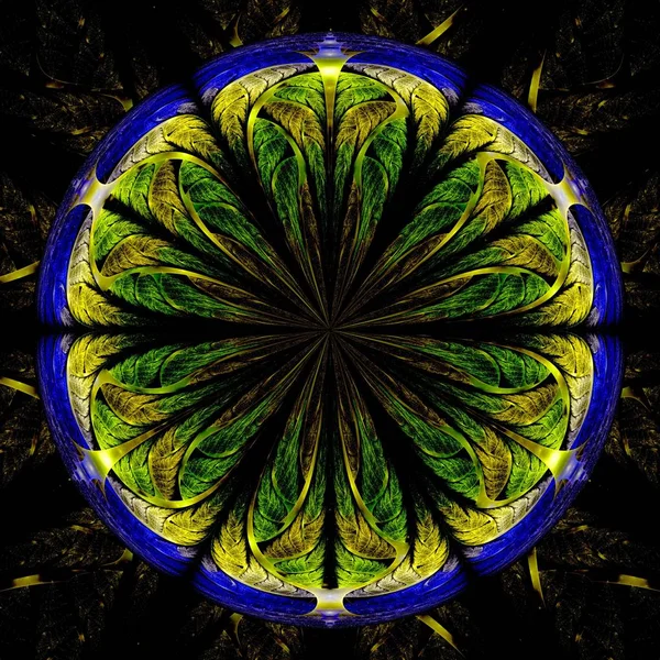 Hermoso Mandala Fractal Simétrico Flor Círculo Obra Arte Digital Para — Foto de Stock