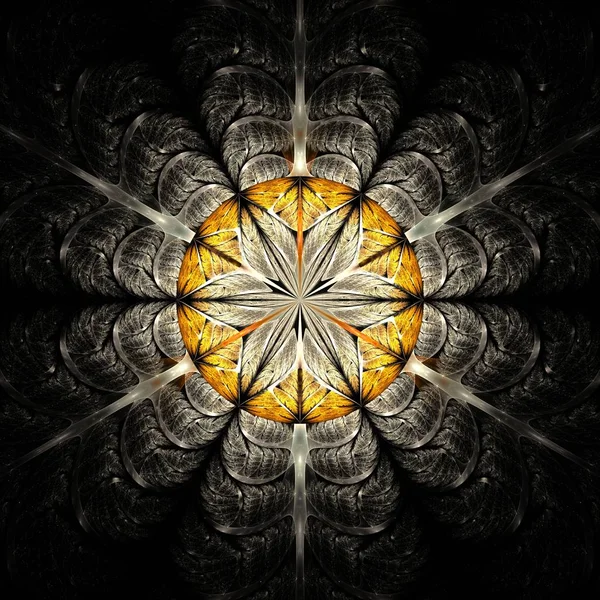Bellissimo Mandala Frattale Simmetrico Fiore Cerchio Opera Arte Digitale Grafica — Foto Stock