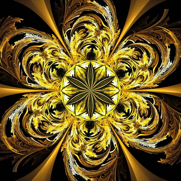 Schöne Symmetrische Fraktale Mandala Blume Oder Kreis Digitale Kunstwerke Für — Stockfoto