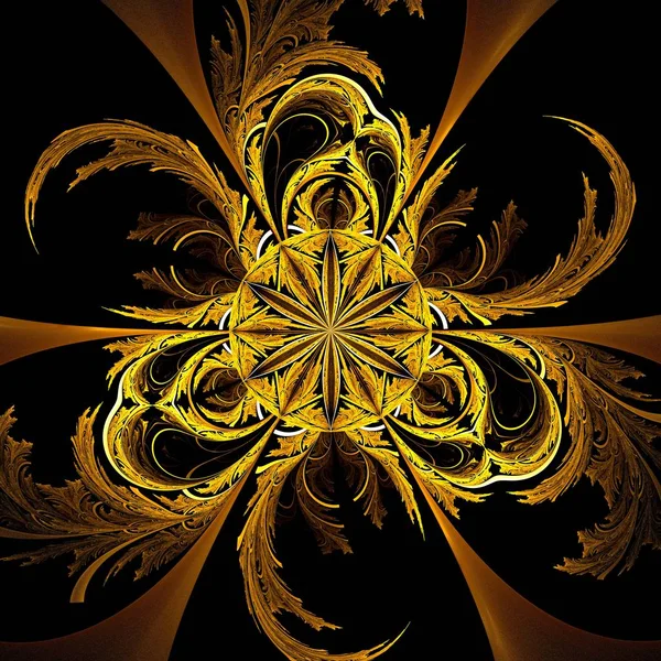 Beautiful Symmetrical fractal mandala, flower or circle, digital artwork for creative graphic design. Computer generated graphics.