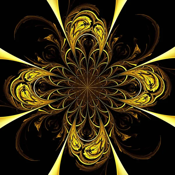 Красивая Симметричная Фрактальная Мандала Цветок Круг Цифровые Произведения Искусства Творческого — стоковое фото