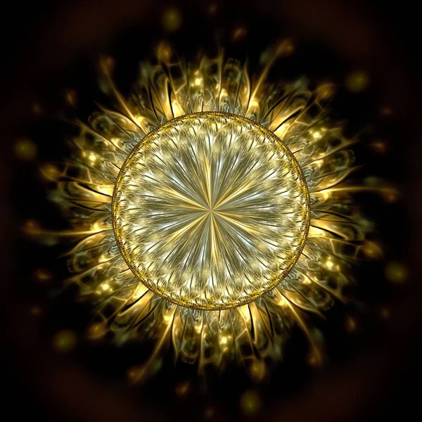 Krásné Symetrických Fraktálů Slunce Zaměření Kruh Digitální Kresba Pro Kreativní — Stock fotografie