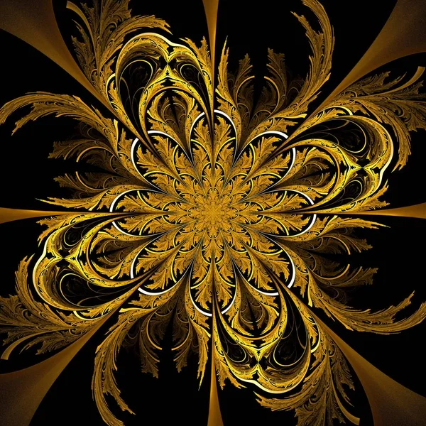 Hermoso Mandala Fractal Simétrico Flor Círculo Obra Arte Digital Para —  Fotos de Stock