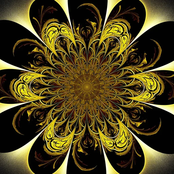 Güzel Simetrik Fraktal Mandala Çiçek Daire Dijital Sanat Yaratıcı Grafik — Stok fotoğraf