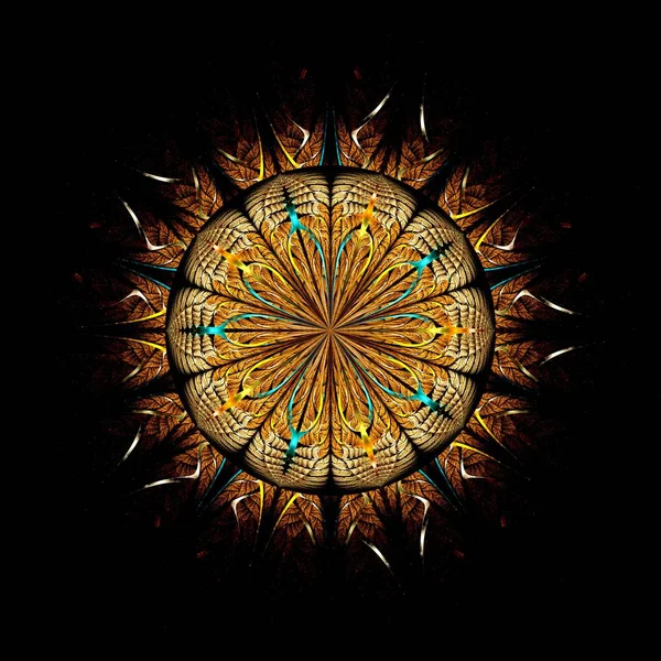 Krásné Symetrických Fraktálů Mandala Květina Nebo Kruh Digitální Kresba Pro — Stock fotografie
