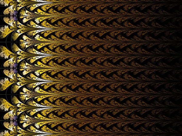Simmetrico Frattale Gradiente Modello Sfondo Oro Opere Arte Digitale Grafica — Foto Stock