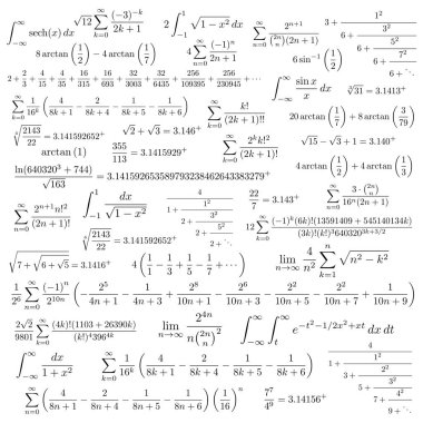 Birçok formüller arka plan Pi sembol matematiksel sabit irrasyonel sayı ve Yunanca harf