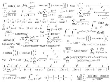 Birçok formüller arka plan Pi sembol matematiksel sabit irrasyonel sayı ve Yunanca harf