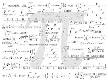 Birçok formüller arka plan Pi sembol matematiksel sabit irrasyonel sayı ve Yunanca harf