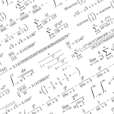 Birçok formüller arka plan Pi sembol matematiksel sabit irrasyonel sayı ve Yunanca harf