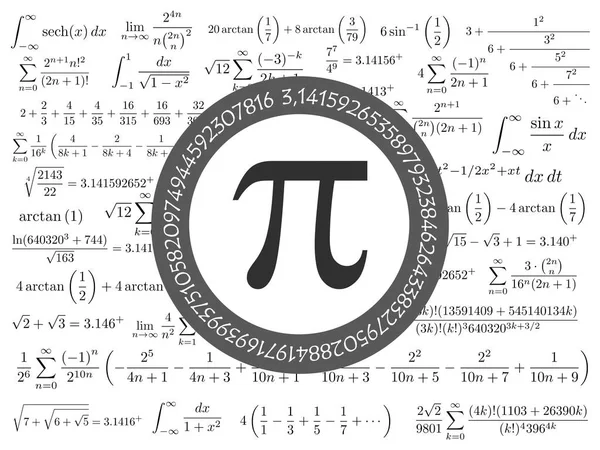 The Pi symbol mathematical constant irrational number, greek letter, and many formulas background