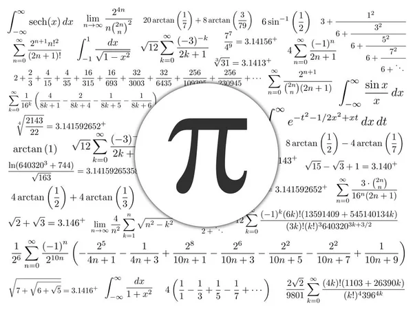 Símbolo Matemático Constante Irracional Número Letra Griega Muchas Fórmulas Fondo —  Fotos de Stock