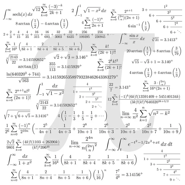 Símbolo Matemático Constante Irracional Número Letra Griega Muchas Fórmulas Fondo —  Fotos de Stock
