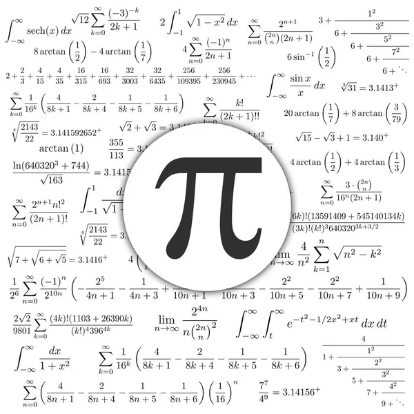 Símbolo Matemático Constante Irracional Número Letra Griega Muchas Fórmulas Fondo — Foto de Stock