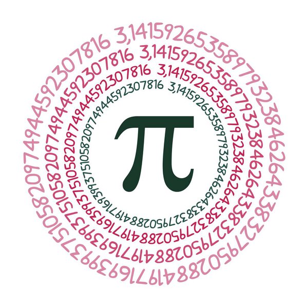 Символ Пи математическое постоянное иррациональное число на окружности, греческая буква, фон
