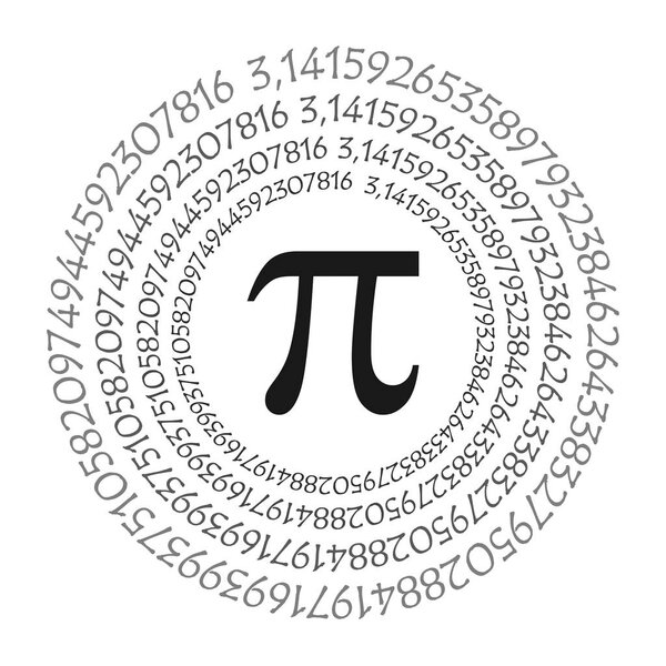 Символ Пи математическое постоянное иррациональное число на окружности, греческая буква, фон
