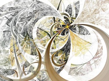 Simetrik fraktal altın çiçek, yaratıcı grafik için dijital sanat 