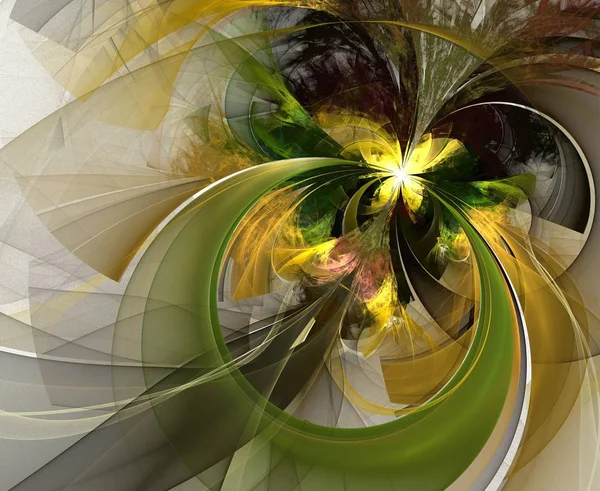 对称分形五颜六色的花朵 数码艺术品为创意图形 — 图库照片