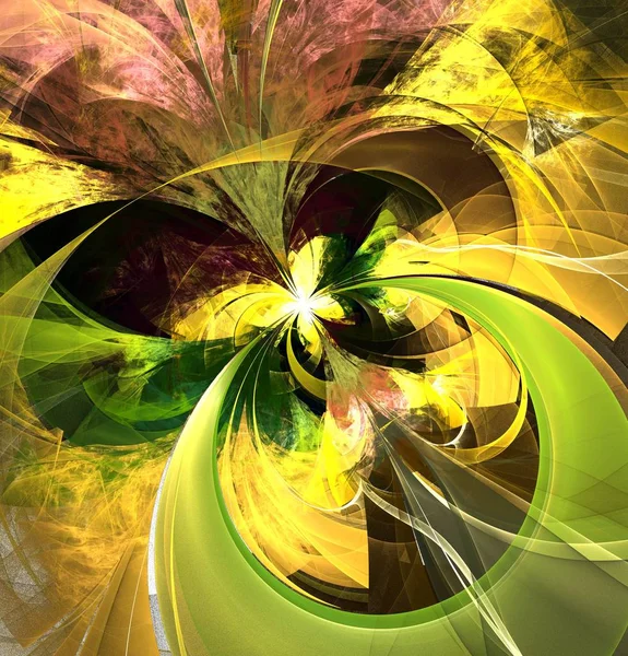 Symmetriska Fractal Färgstarka Blomma Digitala Konstverk För Kreativa Grafik — Stockfoto
