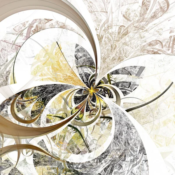 Flor Oro Fractal Simétrica Obra Arte Digital Para Gráficos Creativos — Foto de Stock