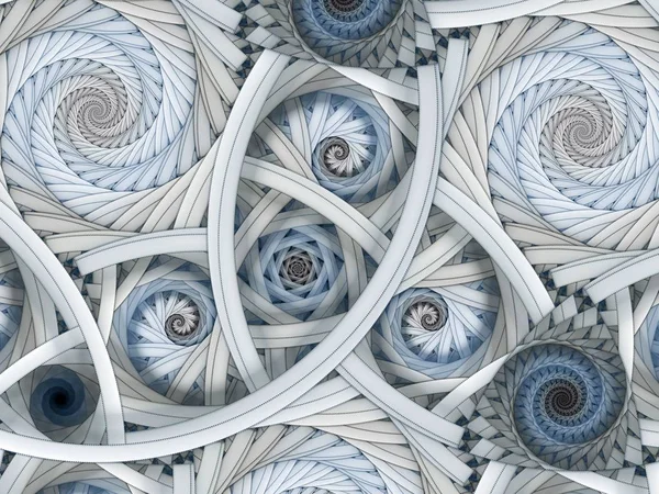 Simmetrico Colorato Frattale Blu Fiore Spirale Astratto Digitale — Foto Stock