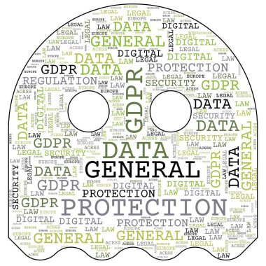 Genel veri koruma yönetmeliği, Gdpr, word cloud kavramı güvenlik beyaz arka plan üzerinde. Veri koruma ve gizlilik Avrupa Birliği'ndeki