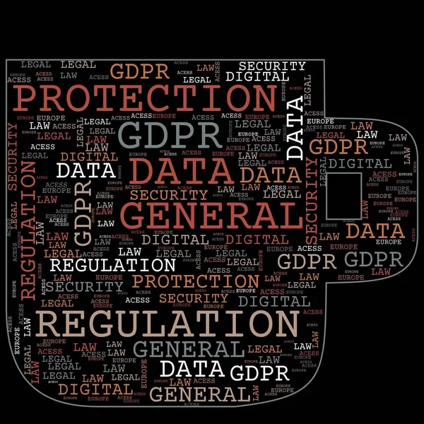 Allgemeine Datenschutzverordnung Gdpr Wort Cloud Konzept Sicherheit Auf Schwarzem Hintergrund — Stockfoto