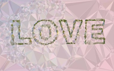 Aşk, üçgen düşük Poli, mozaik desen arka plan, vektör poligonal şekil grafiği, Origami stil gradyan ile