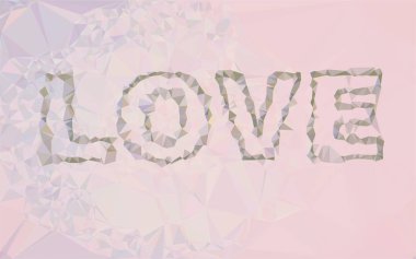 Aşk, üçgen düşük Poli, mozaik desen arka plan, vektör poligonal şekil grafiği, Origami stil gradyan ile