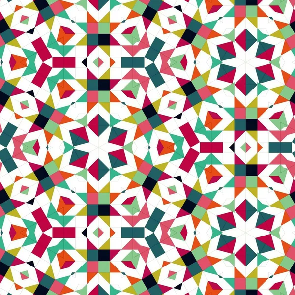 Abstrakte Bunte Geometrische Nahtlose Muster Symmetrisches Kaleidoskop Mode Design — Stockfoto