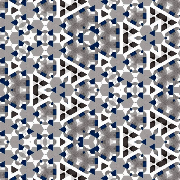 Abstract Kleurrijke Zeshoek Vierkante Geometrische Naadloze Patroon Symmetrische Caleidoscoop Mode — Stockfoto