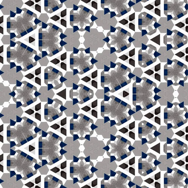 Abstract Kleurrijke Zeshoek Vierkante Geometrische Naadloze Patroon Symmetrische Caleidoscoop Mode — Stockfoto