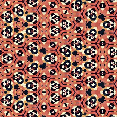 soyut renkli altıgen kare geometrik dikişsiz desen simetrik kaleydoskop moda, tasarım 