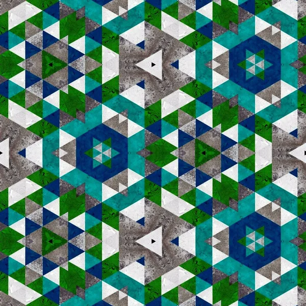 Abstrakcyjny Kolorowy Sześciokąt Kwadratowy Geometryczny Bezszwowy Wzór Symetryczny Kalejdoskop Moda — Zdjęcie stockowe