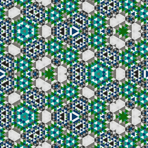 Elvont Színes Hatszög Négyzet Geometrikus Varrat Nélküli Minta Szimmetrikus Kaleidoszkóp — Stock Fotó