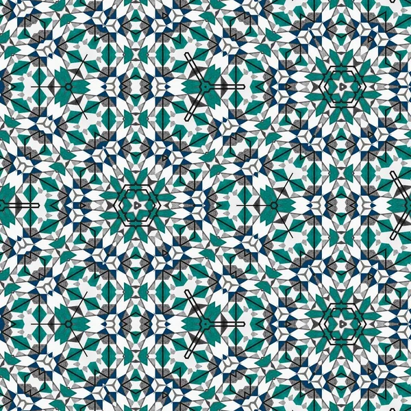 Abstraktní Barevné Šestiúhelník Čtverec Geometrické Bezešvé Vzor Symetrické Kaleidoskop Módy — Stock fotografie