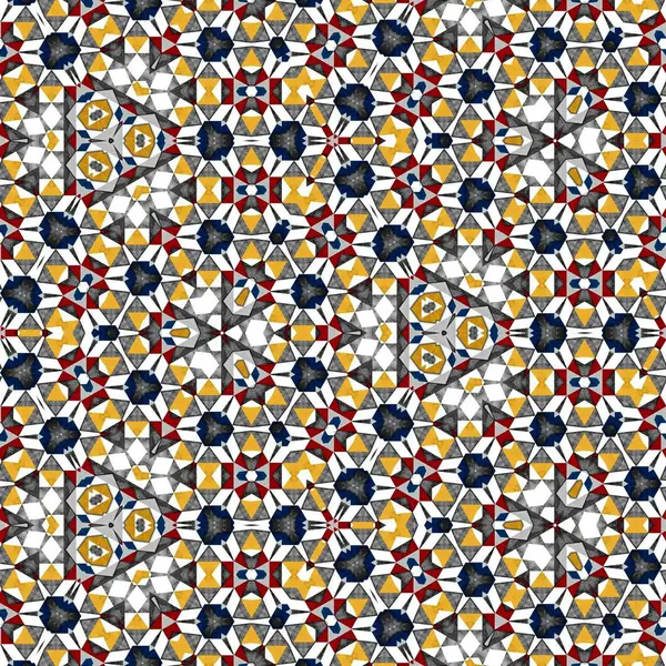 Abstrakt Farverige Sekskant Firkantet Geometrisk Sømløse Mønster Symmetrisk Kalejdoskop Mode - Stock-foto