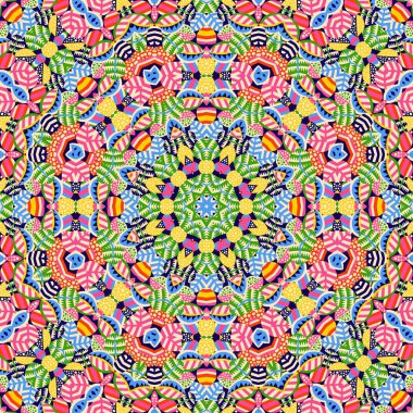 Soyut renkli altıgen kare geometrik seamless modeli simetrik kaleydoskop moda 